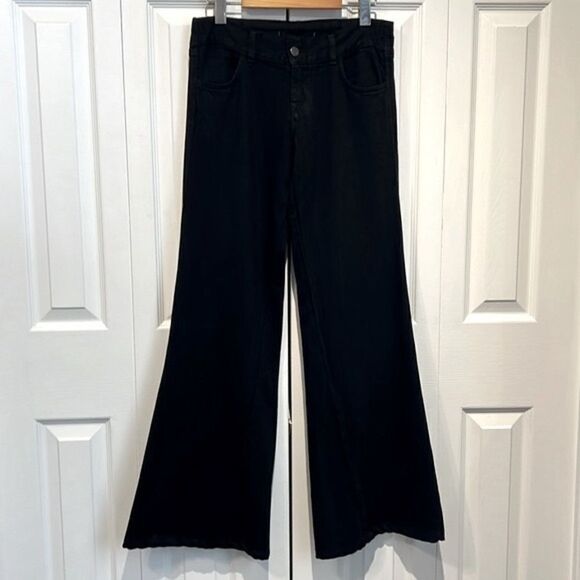 J Brand Black Flare Asymmetrical Seam Cotton Jeans‎ Pants Size 25 - Picture 1 of 11